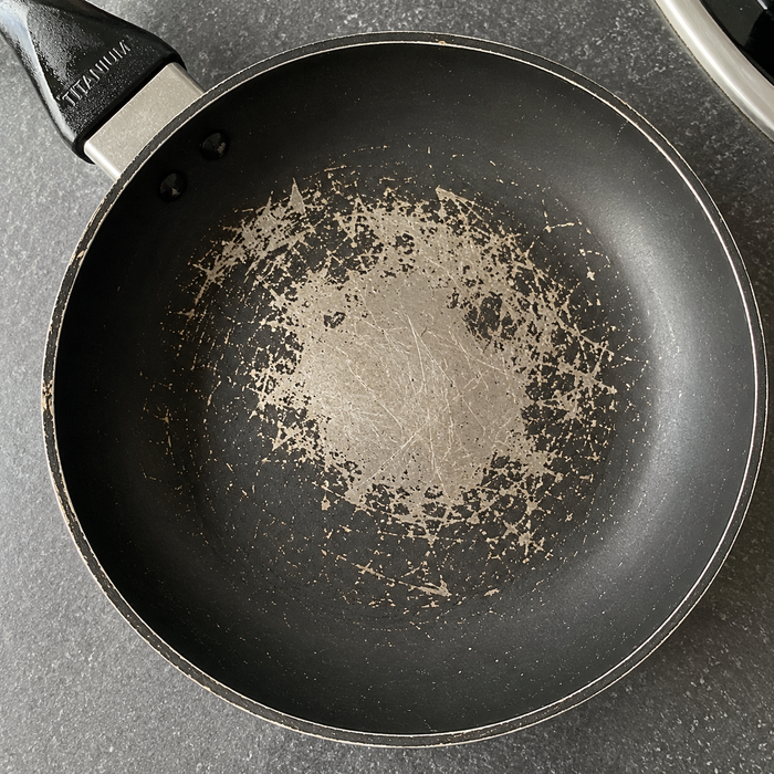 Titanium on the label, coating on the pan