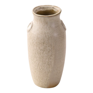 Tall ceramic vase with light beige matte finish, minimalist home decor accent