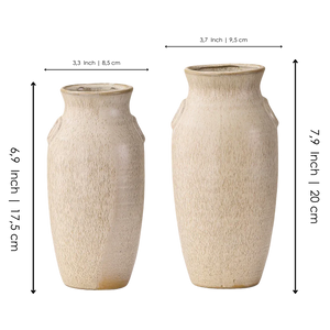 Two natural wood vases with light finish, minimal design, side by side on white background